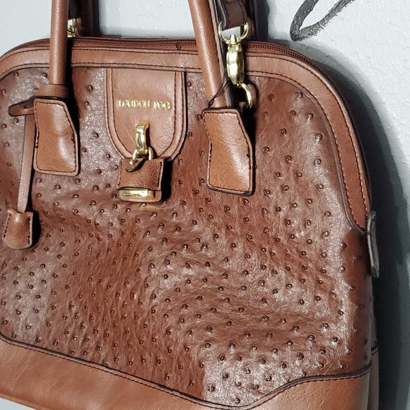 London Fog Lark Tan Ostrich-Embossed Dome Satchel - Picture 3 of 9